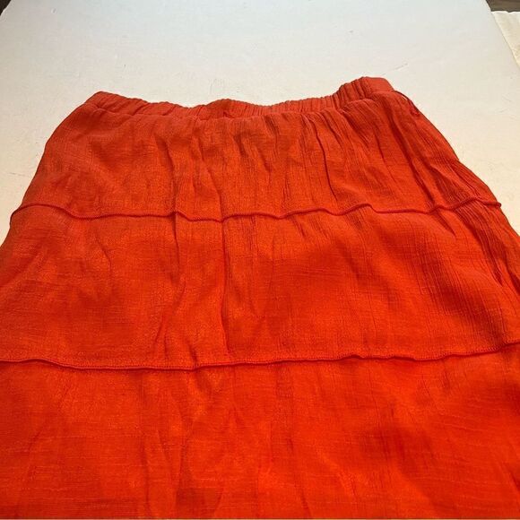 A. Byer skirt midi orange-red Small tiered longer in back elastic waist - Picture 8 of 8